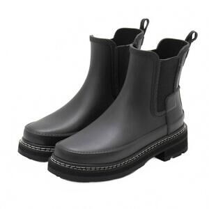 NEW HUNTER women's refined stitch detail slim fit chelsea boots in black
